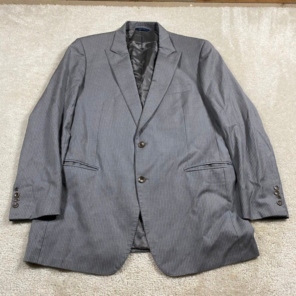 Brooks Brothers 1818 Regent Blazer Mens 45L Grey Pinstripe Wool Made in Italy